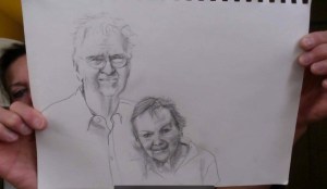 Carol's drawing of mother and dad, Lois and James Keiter
