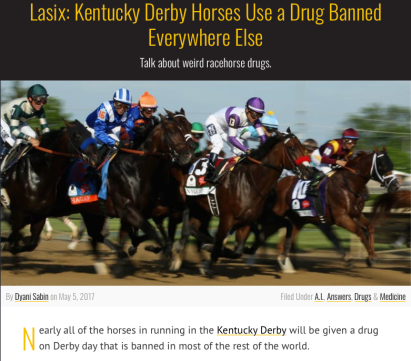 Lasix, Kentucky Derby , inverse